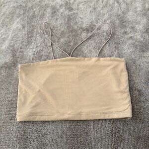Forever 21 Tan Bandeau Crop Top Diagonal Straps Small Party Going Out